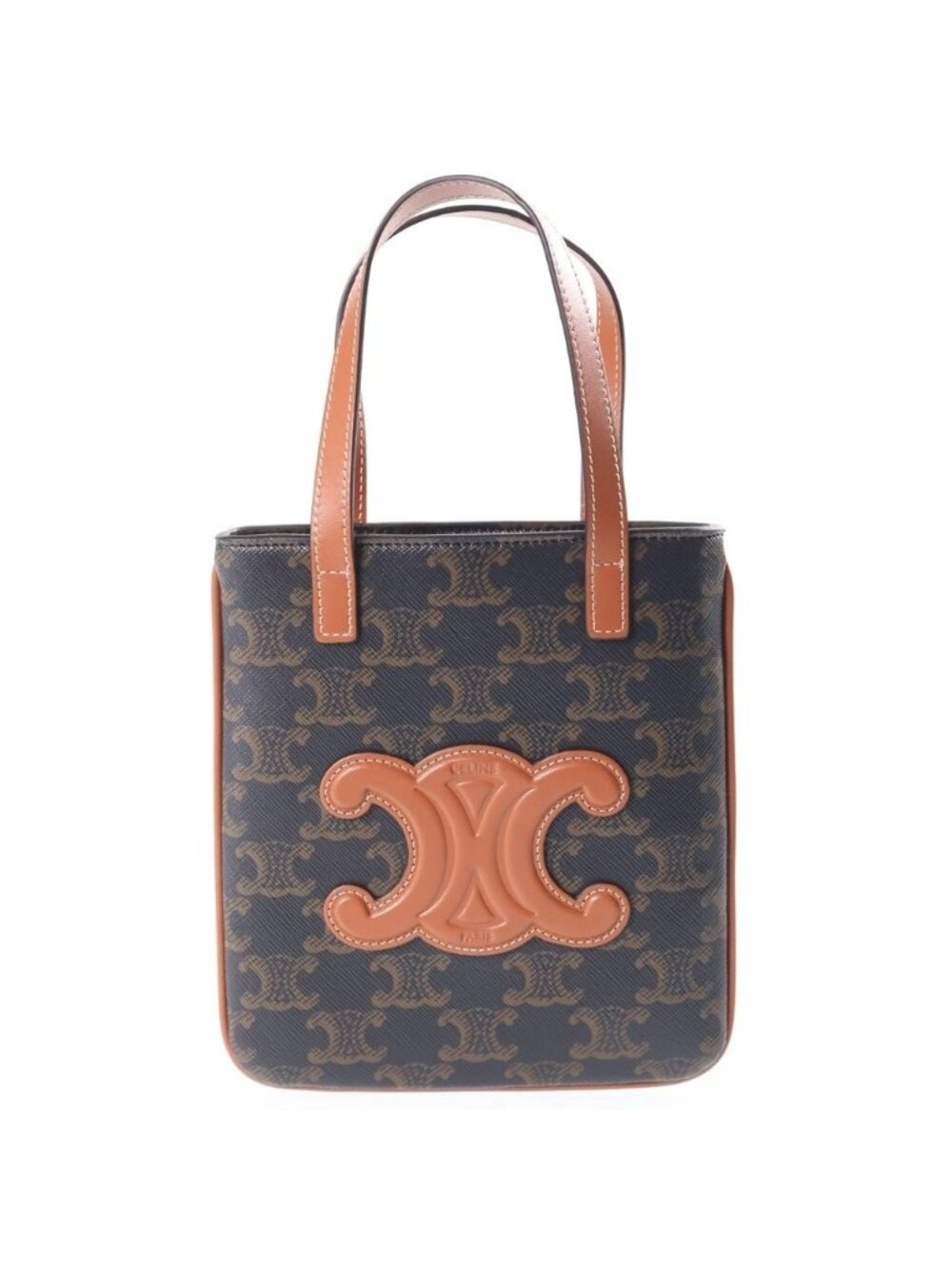 Celine Triomphe Micro Cabas 2-Way Shoulder Bag Brown Leather